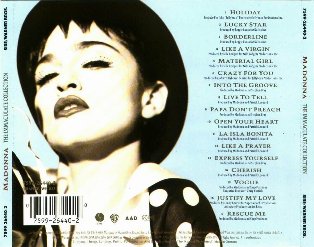Madonna - The Immaculate Collection-back